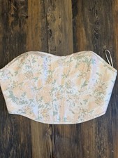 altar'd state women's corset pink floral top strapless XL