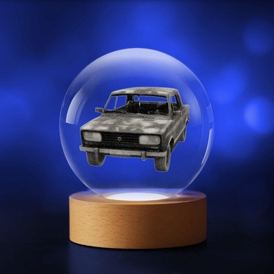 Kristallkugel 3D Auto PRL Fiat 125 LED Licht Geschenk