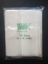 100 13x18 4MIL QSPAC Reclosable Zippit Zip Seal Lock Top Reloc Clear Bags 4 Mil