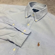 Ralph Lauren Yarmouth Mens 16.5 32/33 Blue Oxford Flesh Pony Button Down Shirt