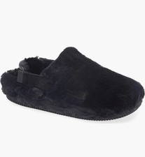 Nike Calm Mule SE Women Faux Fur Comfy Black Slides FZ3119-001 Size 8
