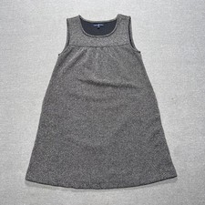 Vintage Y2K Gap Dress Womens Medium Gray Herringbone Sleeveless Tweed Pockets