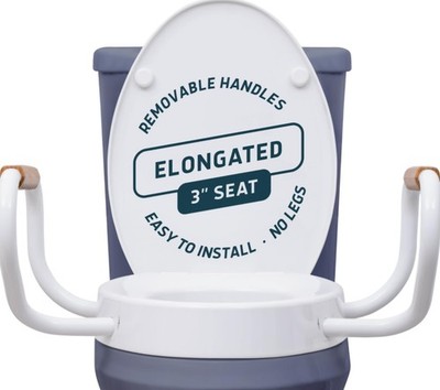 Lunderg Raised Toilet Seat & Handles Standard Easy to Install Riser for Seniors