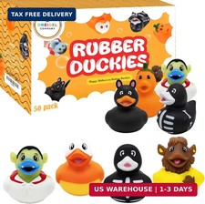 50-Pack Halloween Rubber Duck Toy Duckies for Kids, Fun Bath Birthday Gifts Baby