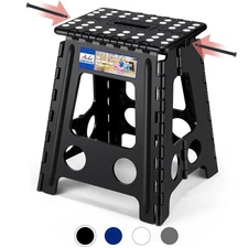 Folding Step Stool Foldable 16 Inch 400 lbs Capacity, Plastic Stools for Adul...