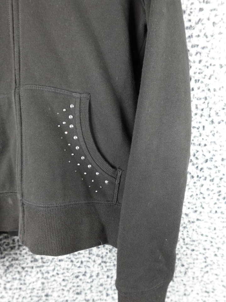 Sudadera con capucha Harley Davidson Whimsigoth para mujer pequeña Y2K negra con tachuelas gótica Foto 4 de 4