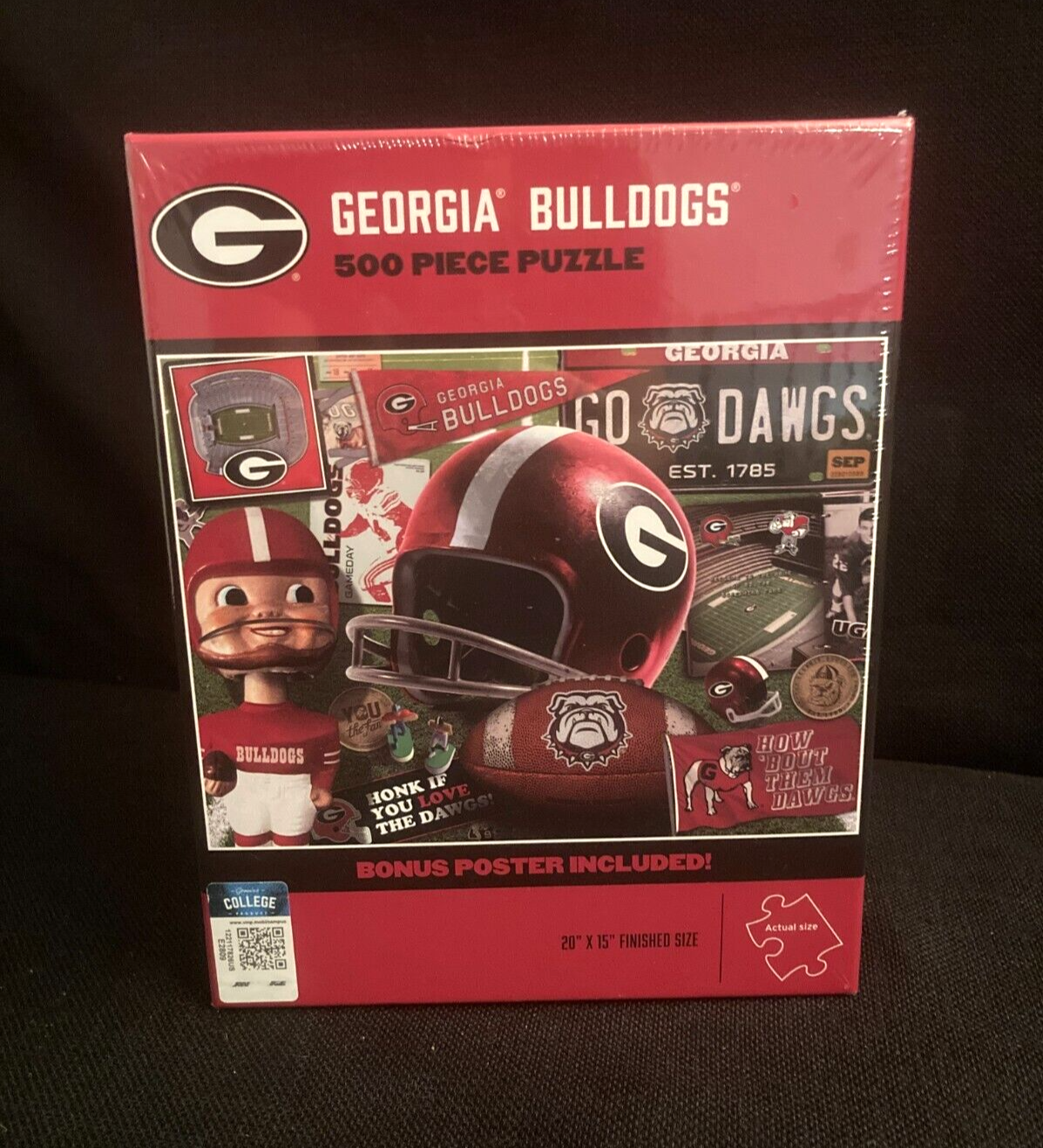 New UGA University of Georgia Bulldogs 500 Piece Puzzle 20 x 15 w/ Bonus Poster