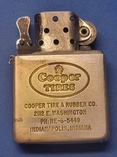 1958 ZIPPO LIGHTER COOPER TIRE & RUBBER CO. INDIANAPOLIS INDIANA (NO LID)