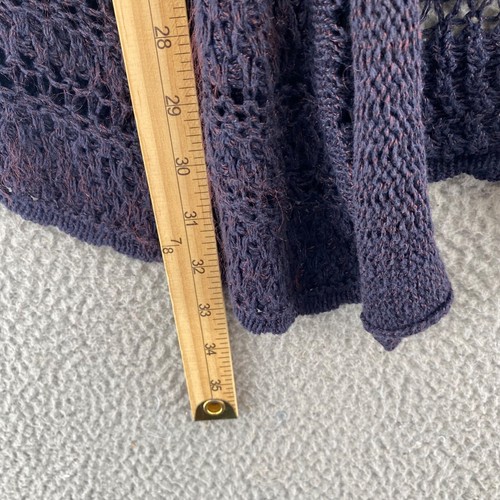 Coldwater Creek Sweater Womens Medium Navy Linen Blend Cap Sleeve Open Cardigan - Bild 9 von 12