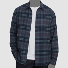 $226 Vince Men's Classic-Fit Blue Plaid Long-Sleeve Button Down Shirt Size XXL