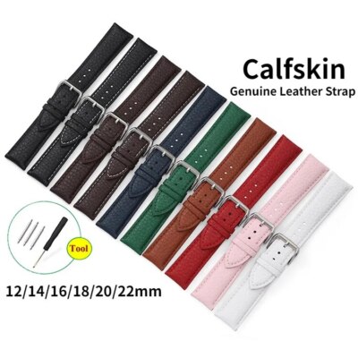 New 12-22mm Colorful Leather Watch Strap Cowhide Bracelet for Samsung for Huawei