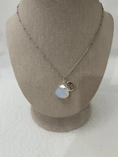 Vintage Avon PMC Moonstone Pendant Necklace Zodiac Sign Capricorn Silver Tone