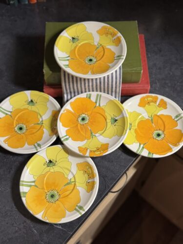 Juego de platos platillos vintage Metlox Poppy Trail amapola salvaje 5 MCM postre retro - Imagen 3 de 7