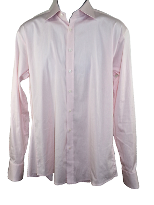 Thomas Pink Dress Shirt 16.5 35 Athletic Fit Stretch Pink Check Long Sleeve  | eBay