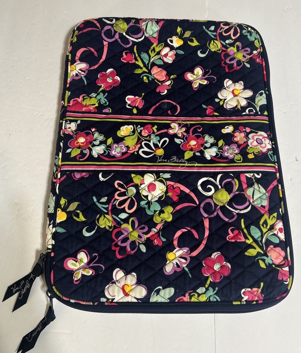Vera Bradley Blue Doodle Daisy Floral Laptop Quilted Bag 