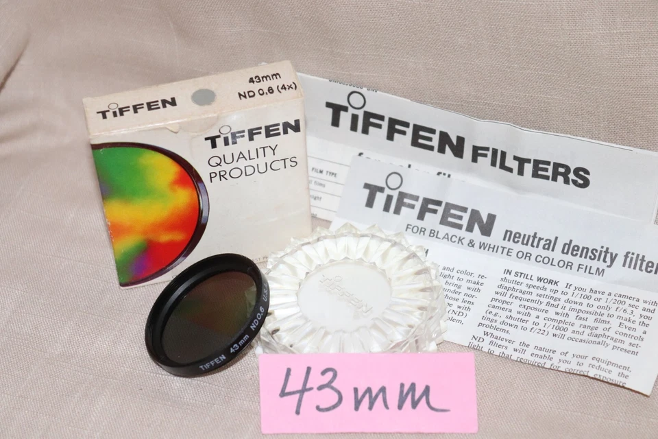 NEW Vtg TIFFEN 43mm ND0.6 Neutral Density FILTER USA 43mm Tiffen ND0.6 / 2 STOPS - Image 3 of 4