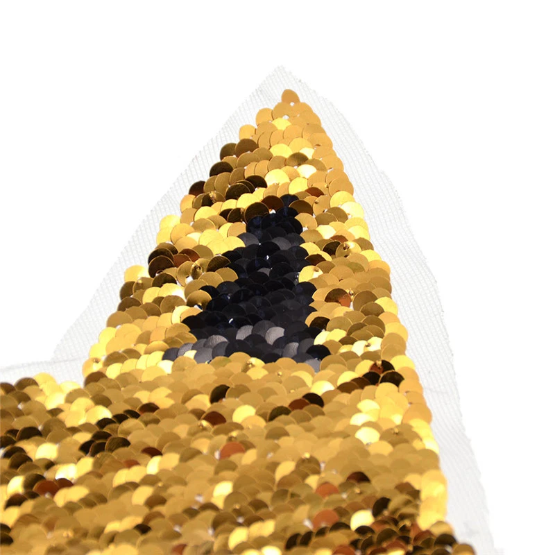 1x Reversible Sequins Cat Paches DIY Clothes Sewing on Decoration Accessory - Image 2 of 4