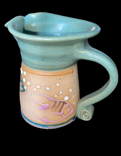 Kunstkeramik tropischer Fisch Krug Übertopf Vase signiert JB P.O. - Bild 2 von 7