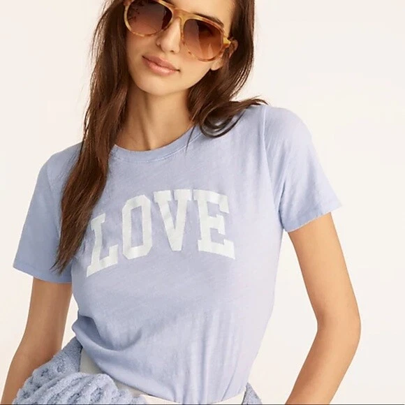 J Crew Love T-shirt Vintage cotton crewneck Blue XXS, XS, S, M, L, XL, 2X