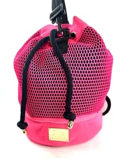 Juicy Couture Neon Pink Scuba Mesh Sling Bag Drawstring Bottom Zip Section