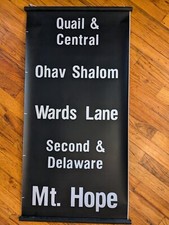 Vintage OHIO trolley bus scroll sign destination transit MCM Original
