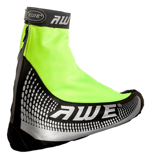 AWE Bike Shoe Cover Neoprene/PU Reflective Neon/Black/Silver Waterproof Size 7-9 - Picture 3 of 6