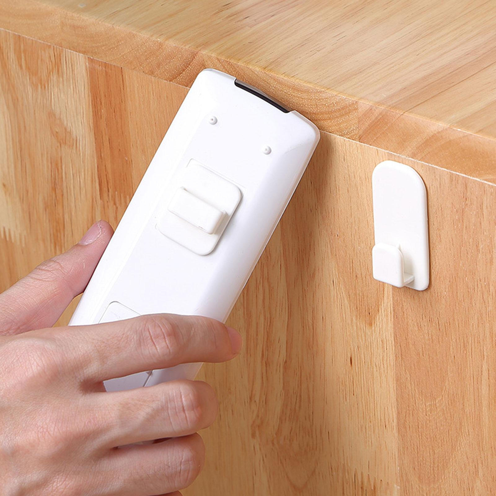 2 Set White Remote Control Wall Mount Holder Self-Adhesive Space Saving Hanger