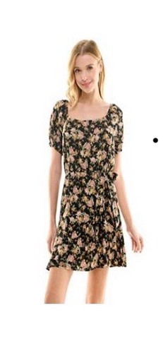As You Wish Faux-Wrap Dress, Juniors, Size Small, NWT , Puff Sleeves - Picture 3 of 7
