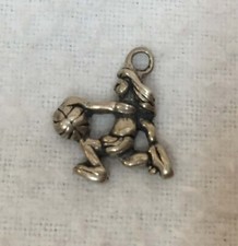 Dije de regate de jugador de baloncesto para niña de plata de ley para pulsera de joyería 925