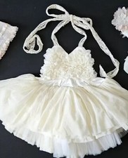 Dollcake 1 Heart On My Sleeve Ivory Ruffle Dress Halter Size 8