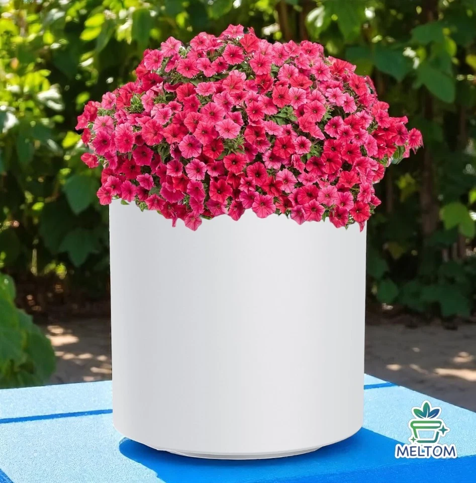 Runder Blumentopf mit Einsaitz Blumenkübel Pflanzkübel zylindrisch Pflanzgefäß - Bild 4 von 4