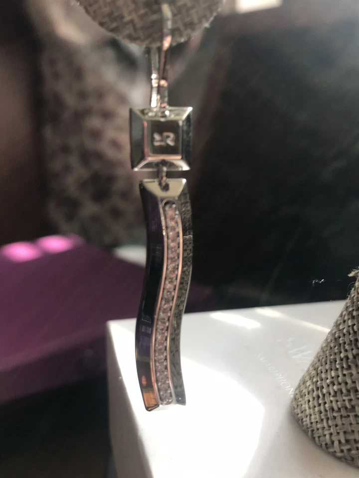 REBECCA ITALY WHITE GLD PLATE BRONZE SAHARA EARRINGS - Image 4 of 4