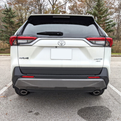 Rear Bumper Protector For 2019-2023 Toyota RAV4 – Black High-Grade PVD Coating, Aluminum, Adhesive Mount (Part 08P01-TLA-7F01)