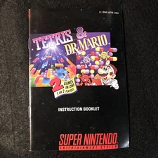 Super Nintendo Tetris & Dr Mario Instruction Manual Booklet Only