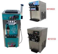 3-Head Commercial Soft Ice Cream Mahcine 110V 2Tank Hardness Adjust Large Output