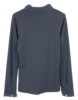 TOMMY HILFIGER Denim T-Shirt Damen LARGE Half Button Neck Long Sleeve Stretch