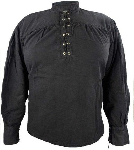 Mittelalter-Hemd Für Herren – Gothic Langarmshirt Mit Stehkragen & Schnürung, Atmungsaktiv