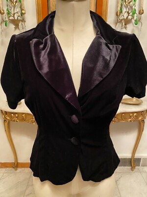 Vintage Vanity Blazer Velvet Blazer with Button Front Women's Size: Medium