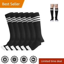 Stylish Black White Striped Knee High Socks for Boys and Girls - 6 to 10 Years