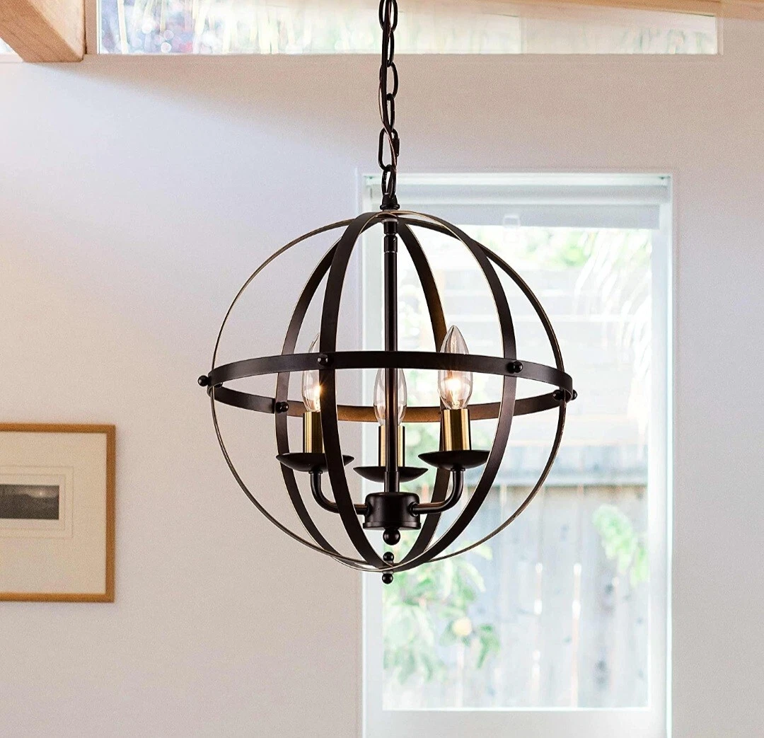 Papaya 17176 ORB Chandelier Orb Globe 3 Lights Hanging Lamp eBay