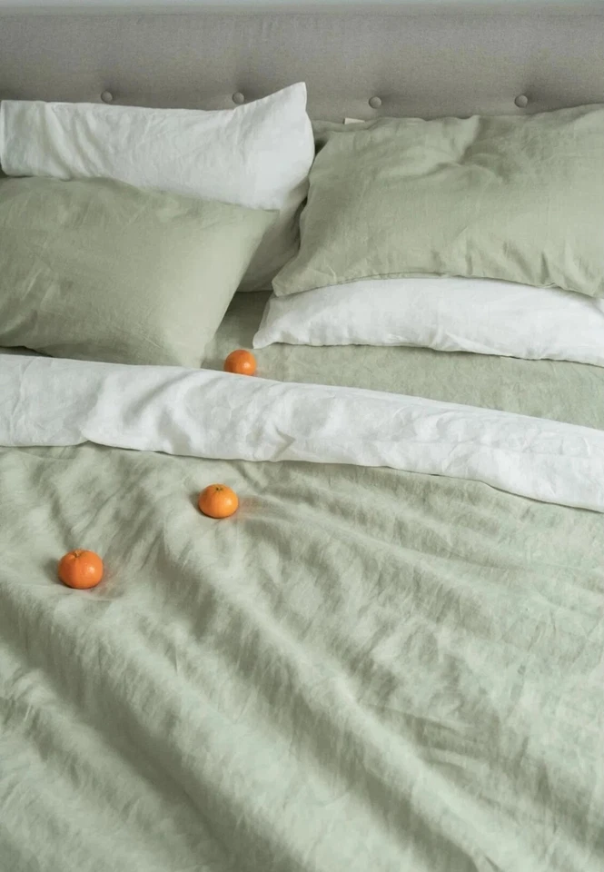 Linen Duvet covers King Queen Custom Size Duvet Covers Sage Green Bedding Set - Image 2 of 4