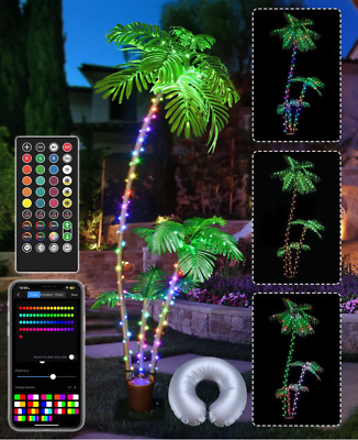 7FT 242 led Smart Lights Show Palm Christmas Tree Home Yard Decor DIY Color