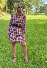 ZARA NWT PINK, BEIGE AND BLACK DRESS SIZE SMALL (Belt Not Included)