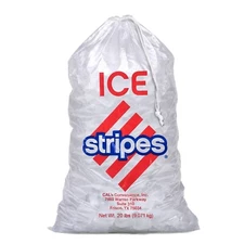 Ice Bags - Drawstring 20 lb - Cal's Stripes - 250 Bags