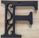 Cast Iron Letter "F" Ornate Scroll Filigree Monogram Alphabet Decor w/ Screws