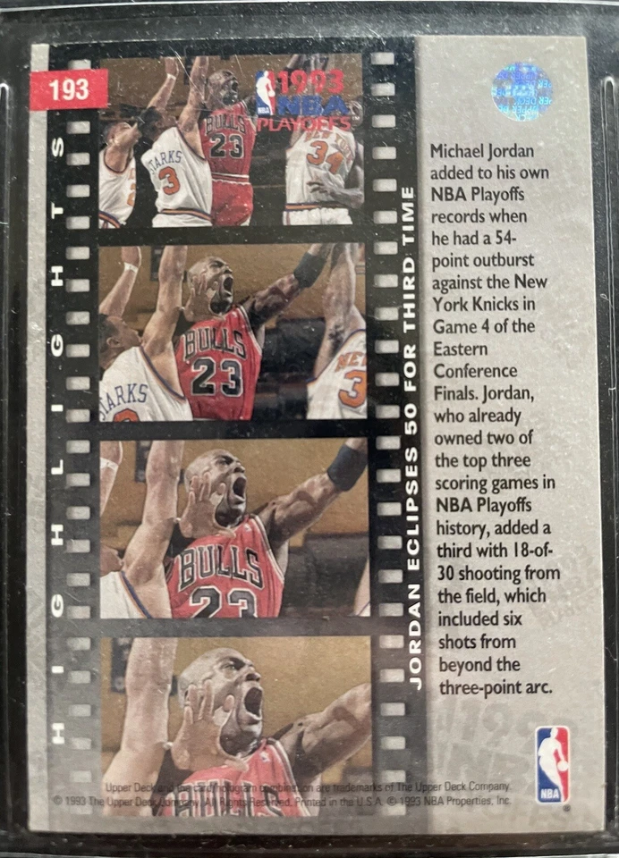 Playoffs da NBA de 1993 de Michael Jordan. 54 pontos. Deck superior. Raro - Imagem 2 de 2