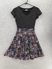 Maison Jules Women's Dress Short Sleeve XS V Neck Floral Fit Flare Lined