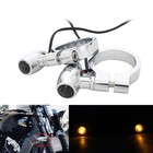 Chrome Turn Signal Light w/41mm Fork Tube Clamp for Harley Touring Honda Chopper