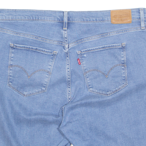LEVI'S Cut Off Premium E Stretch High Waist Womens Denim Shorts Blue UK 16 W36 - Picture 4 of 6