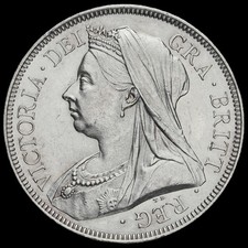 1893 Queen Victoria Veiled Head Silver Half Crown, A/UNC